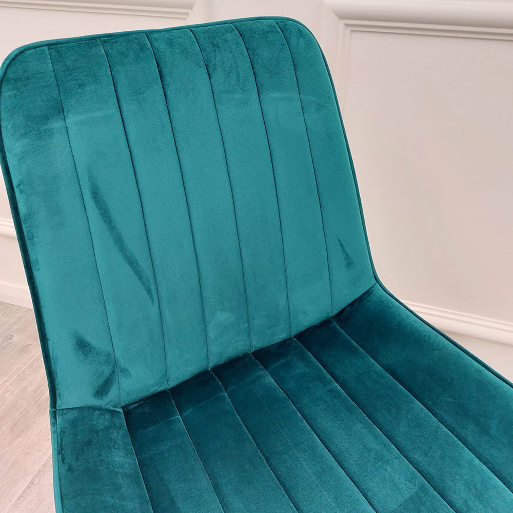Dido Velvet Dining Chair | Black Metal Legs - Black | Blue | Cream | Green | Iron | Teal