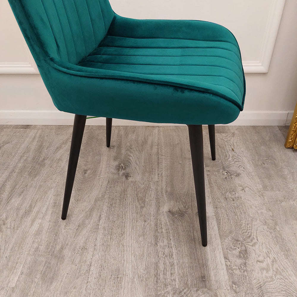 Dido Velvet Dining Chair | Black Metal Legs - Black | Blue | Cream | Green | Iron | Teal