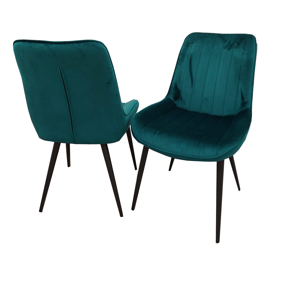 Dido Velvet Dining Chair | Black Metal Legs - Black | Blue | Cream | Green | Iron | Teal