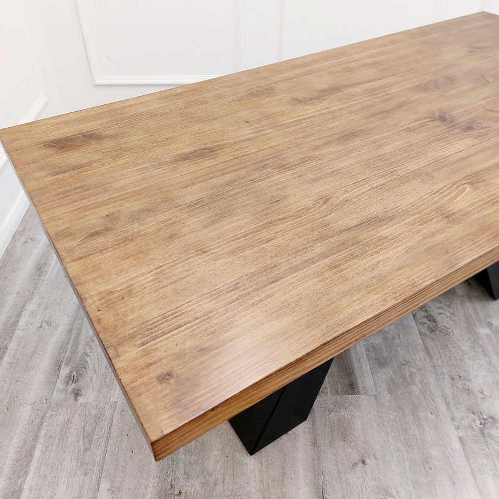 Axel Dining Table 1.8m - Solid Wood Top with Matt Black Metal Legs