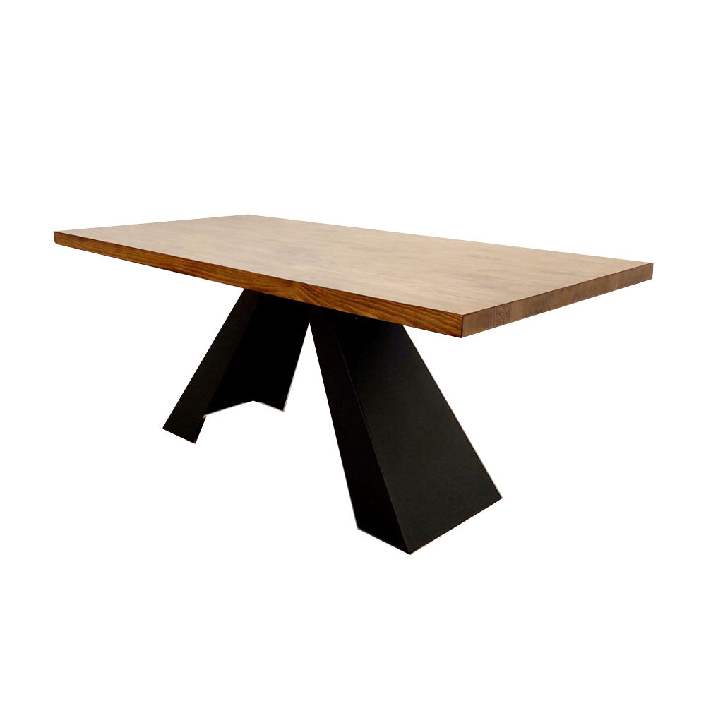 Axel Dining Table 1.8m - Solid Wood Top with Matt Black Metal Legs