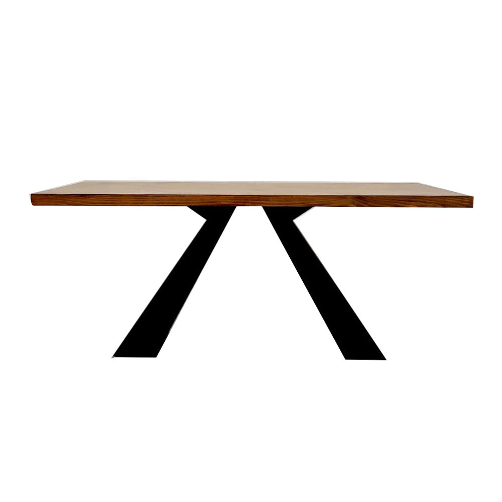 Axel Dining Table 1.8m - Solid Wood Top with Matt Black Metal Legs