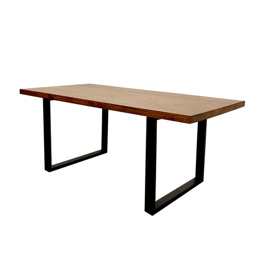 Freya Dining Table 1.8m - Solid Dark Pine Wood with Matt Black Metal Legs