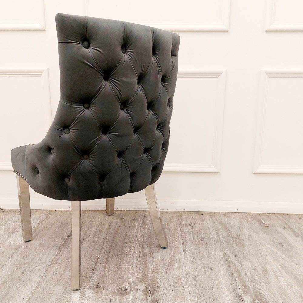 Kensington Velvet Dining Chair | Gold / Chrome Legs - Cream | Light Grey | Dark Grey | Beige