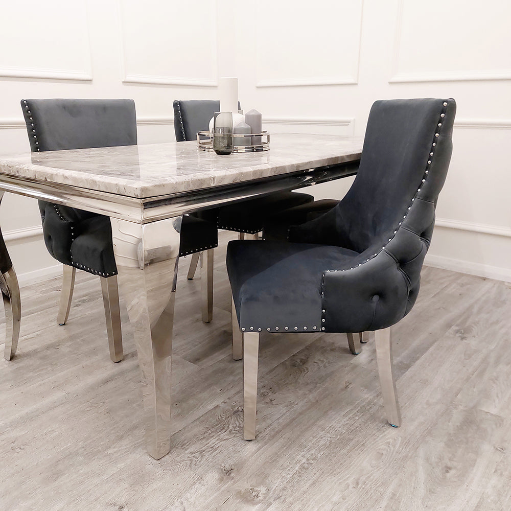 Kensington Velvet Dining Chair | Gold / Chrome Legs - Cream | Light Grey | Dark Grey | Beige