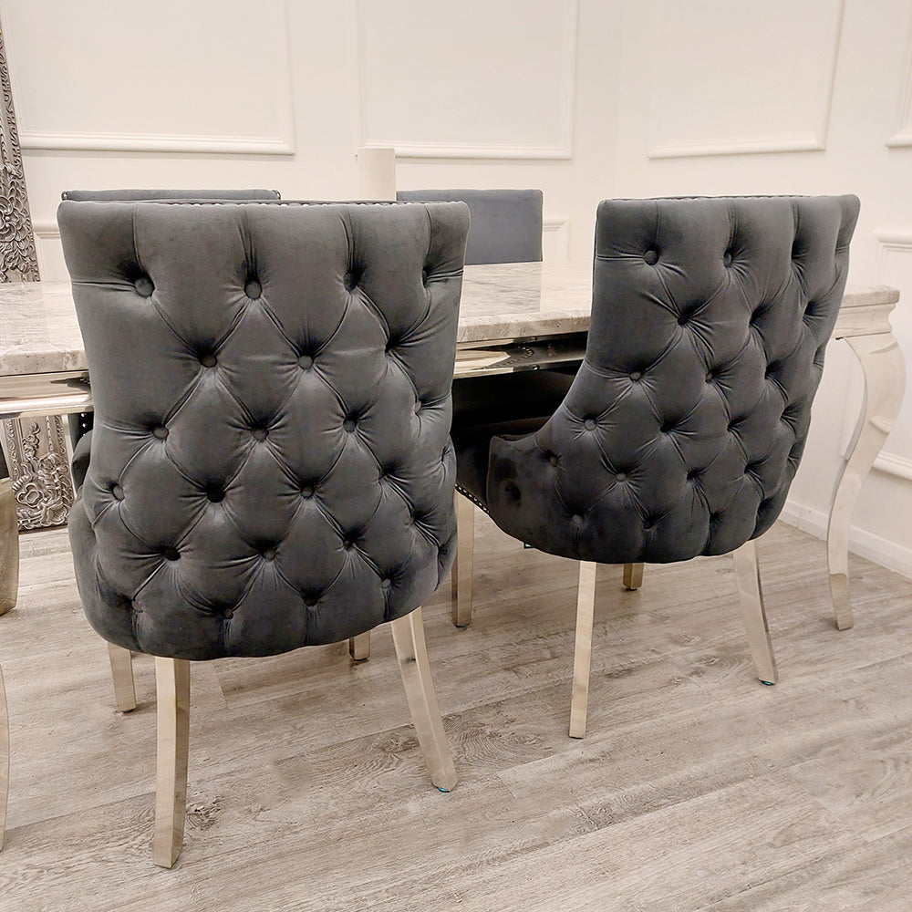 Kensington Velvet Dining Chair | Gold / Chrome Legs - Cream | Light Grey | Dark Grey | Beige