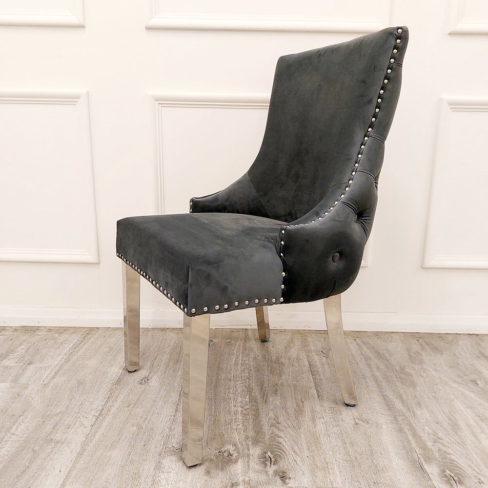 Kensington Velvet Dining Chair | Gold / Chrome Legs - Cream | Light Grey | Dark Grey | Beige