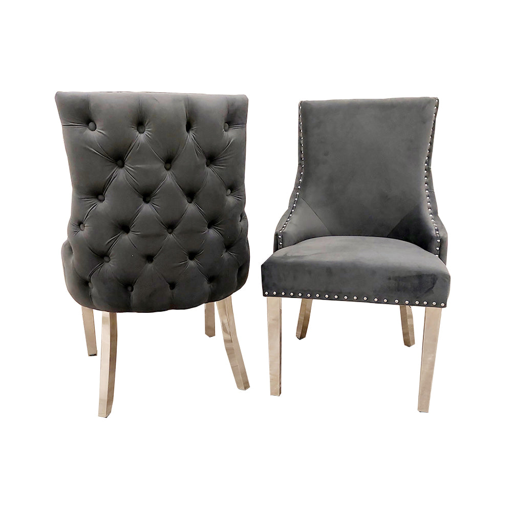 Kensington Velvet Dining Chair | Gold / Chrome Legs - Cream | Light Grey | Dark Grey | Beige