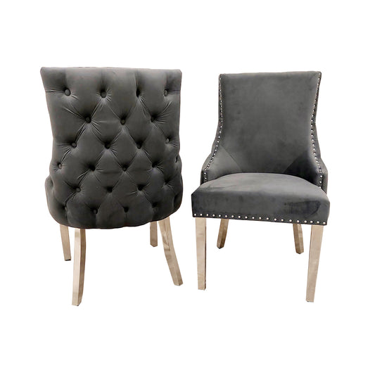 Kensington Velvet Dining Chair | Gold / Chrome Legs - Cream | Light Grey | Dark Grey | Beige