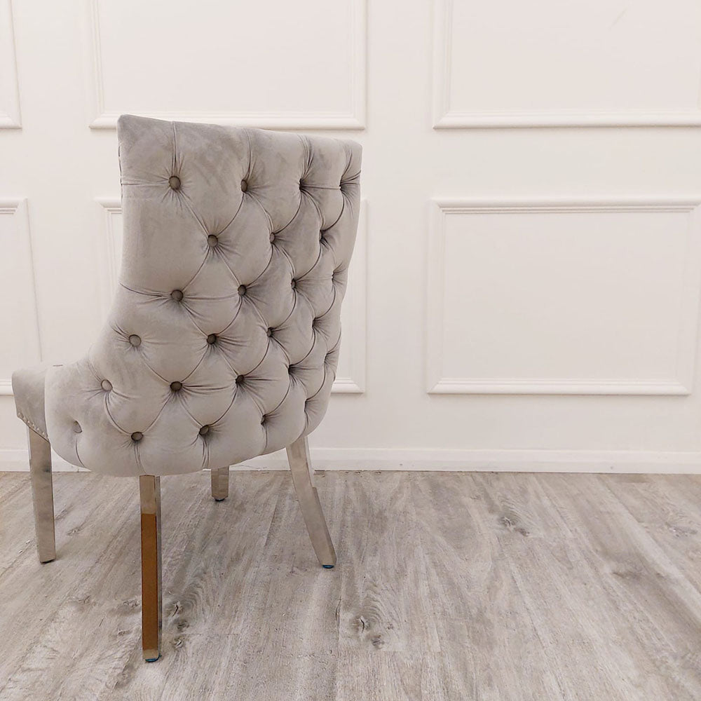 Kensington Velvet Dining Chair | Gold / Chrome Legs - Cream | Light Grey | Dark Grey | Beige