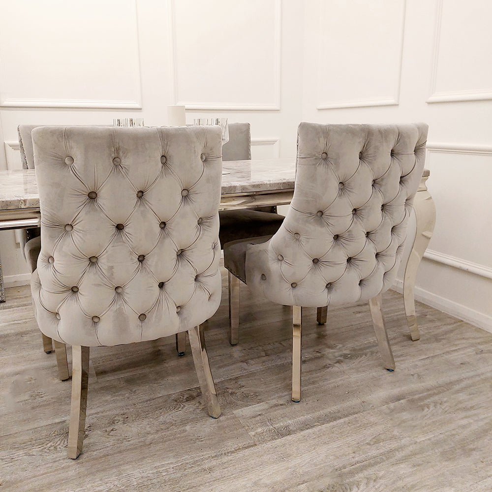 Kensington Velvet Dining Chair | Gold / Chrome Legs - Cream | Light Grey | Dark Grey | Beige
