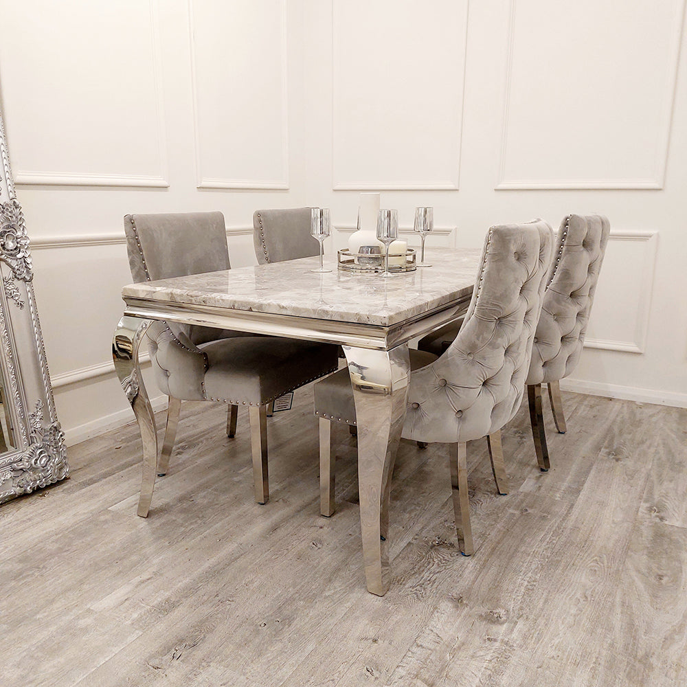Kensington Velvet Dining Chair | Gold / Chrome Legs - Cream | Light Grey | Dark Grey | Beige
