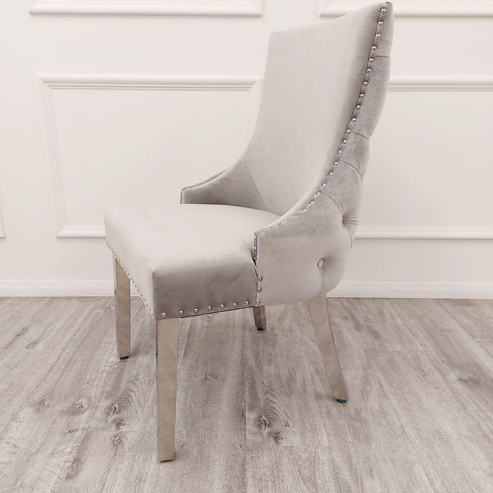 Kensington Velvet Dining Chair | Gold / Chrome Legs - Cream | Light Grey | Dark Grey | Beige