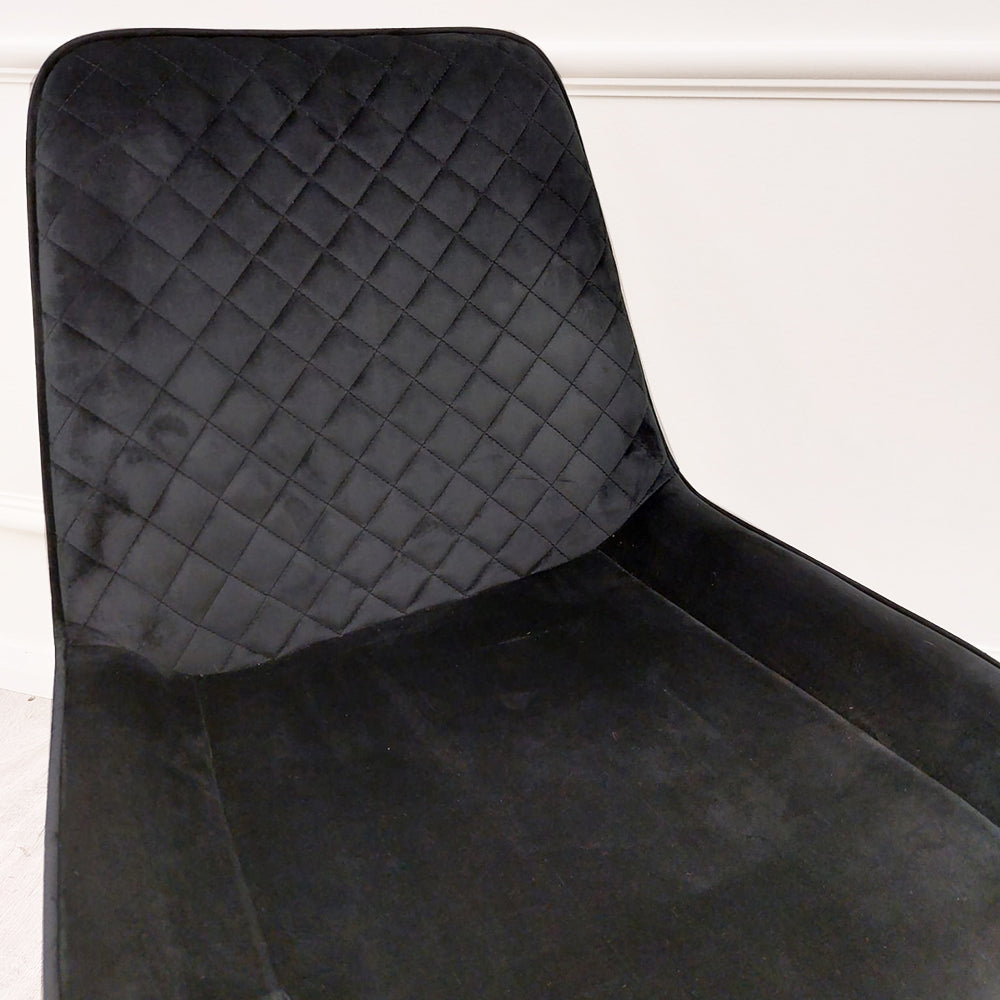 Luna Velvet Dining Chair | Gold Tipped Black Legs - Black | Blue | Cream | Green | Iron | Teal