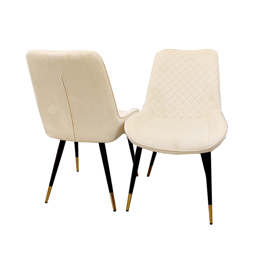 Luna Velvet Dining Chair | Gold Tipped Black Legs - Black | Blue | Cream | Green | Iron | Teal