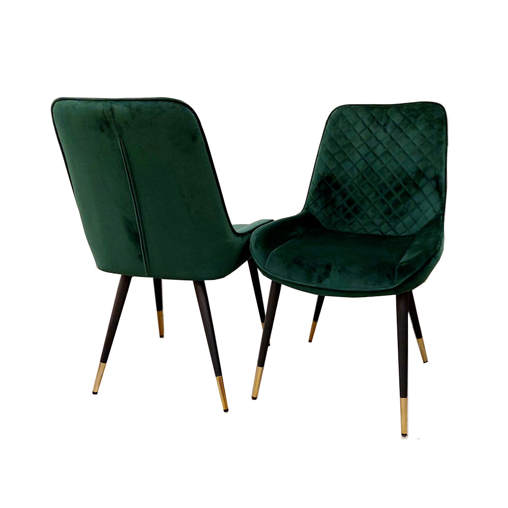 Luna Velvet Dining Chair | Gold Tipped Black Legs - Black | Blue | Cream | Green | Iron | Teal