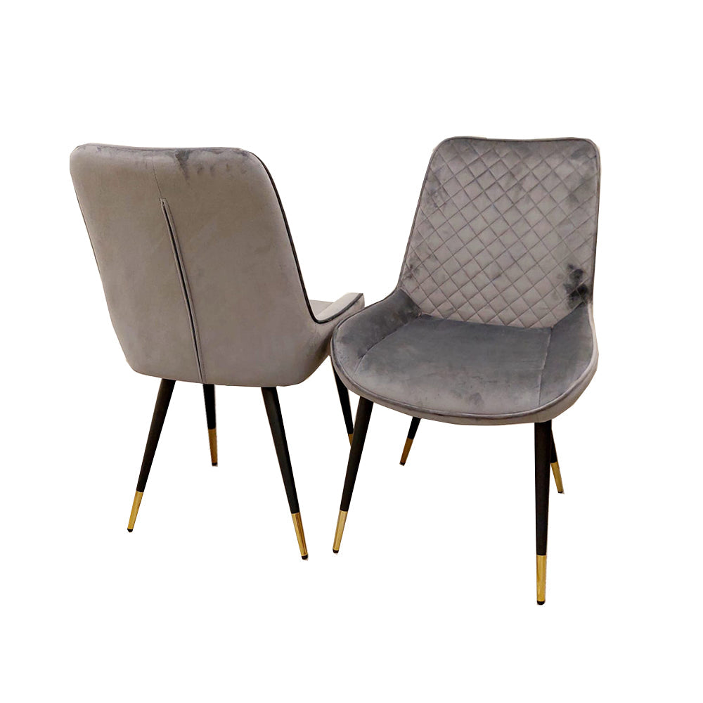 Luna Velvet Dining Chair | Gold Tipped Black Legs - Black | Blue | Cream | Green | Iron | Teal