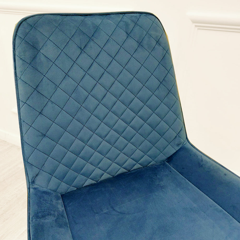 Luna Velvet Dining Chair | Gold Tipped Black Legs - Black | Blue | Cream | Green | Iron | Teal