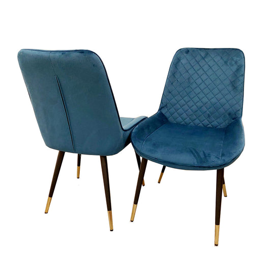 Luna Velvet Dining Chair | Gold Tipped Black Legs - Black | Blue | Cream | Green | Iron | Teal