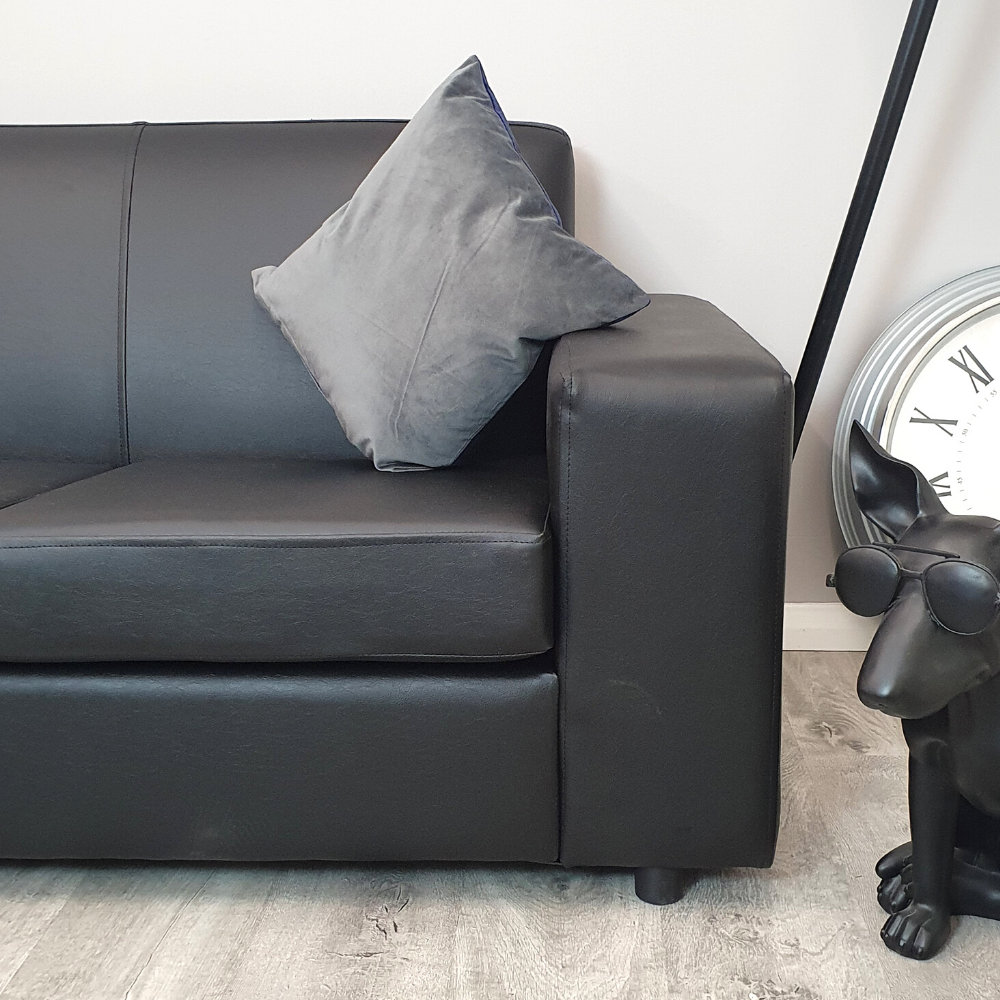 Nevada Black Faux Leather 2 Seater Contract Sofa