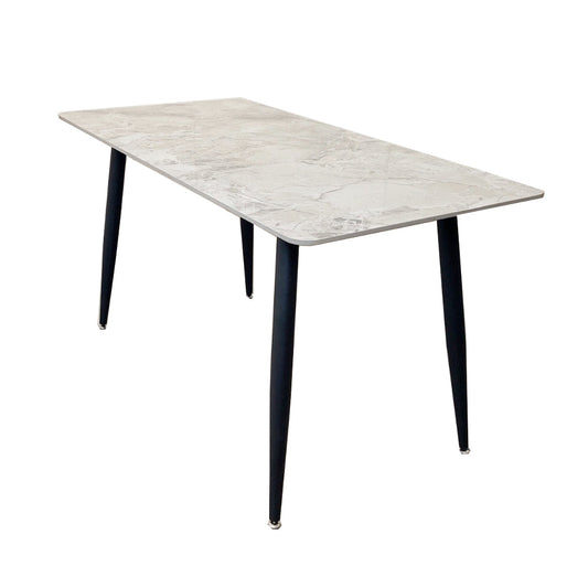 Titus Black Dining Table 1.4m - Polar White | Ash Grey Sintered Stone Top
