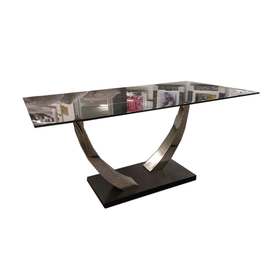 Venus Chrome Dining Table 1.6m - Black Sintered Stone Top