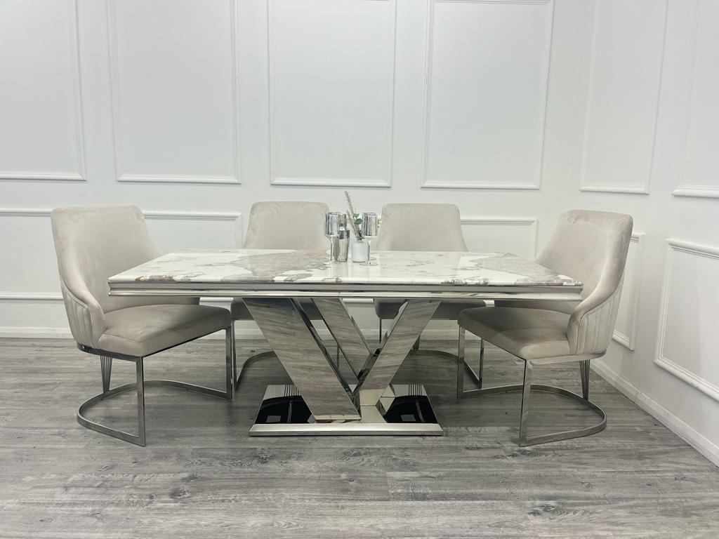 Venice Dining Table 1.8m Marble Top - White | Black | Light Grey | Cream | Black & Gold