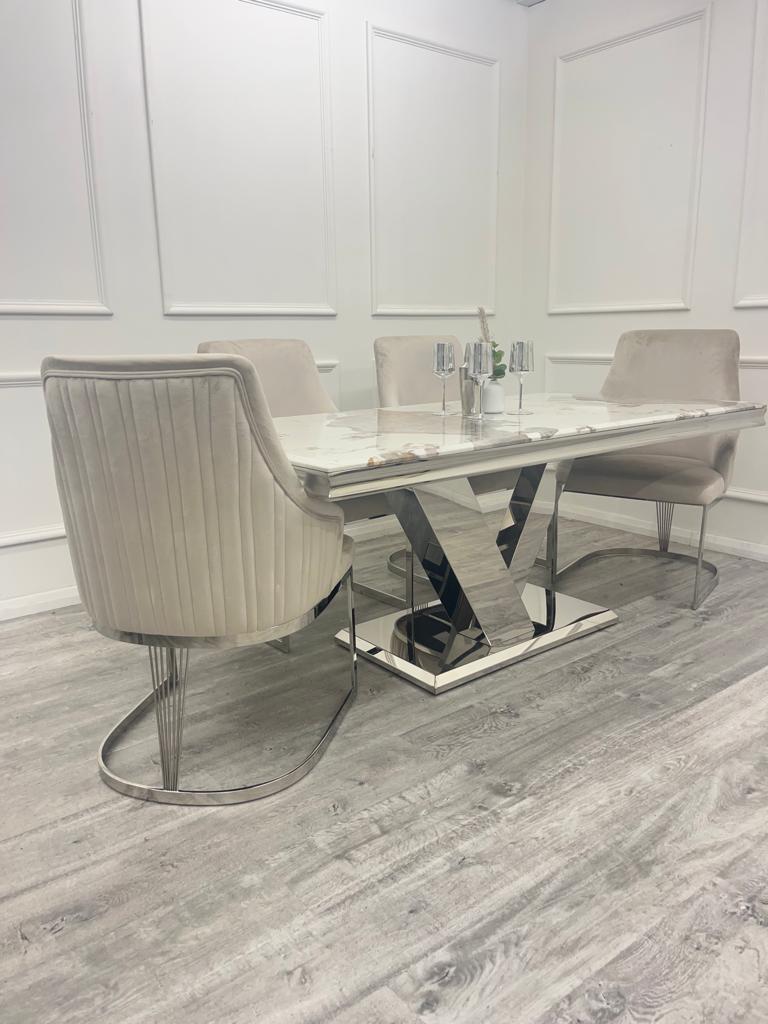 Venice Dining Table 1.8m Marble Top - White | Black | Light Grey | Cream | Black & Gold