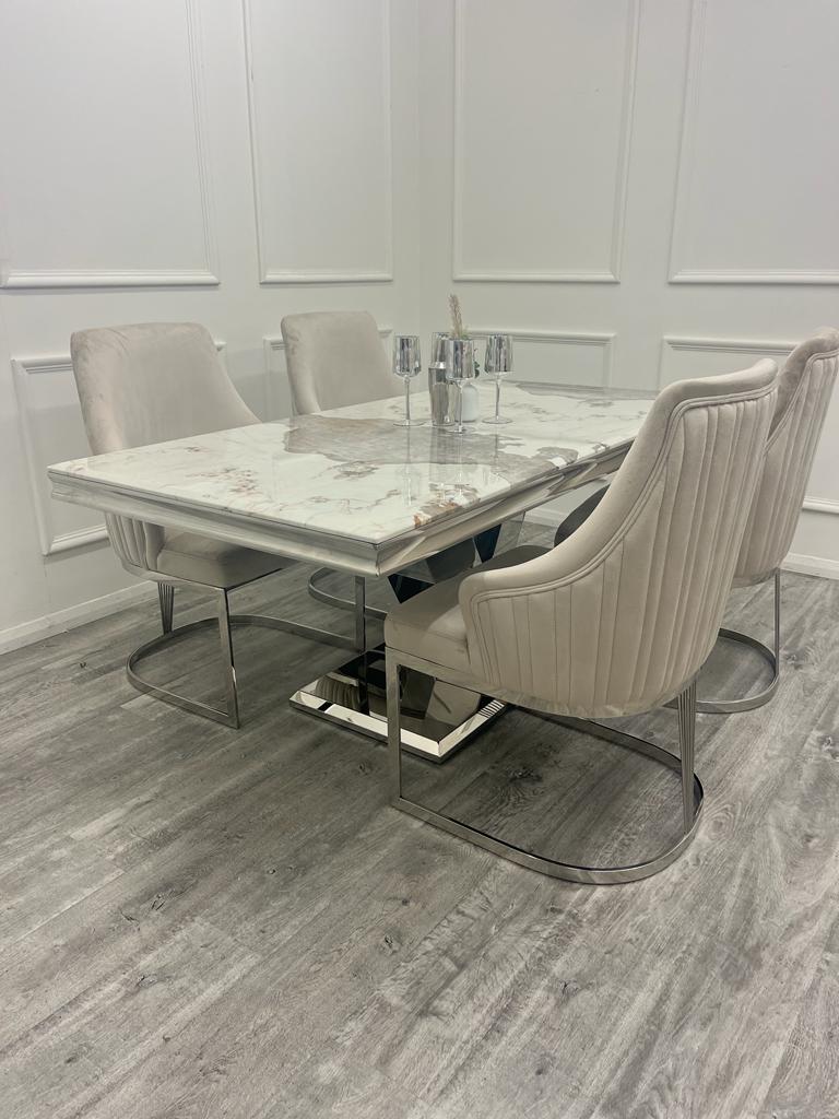 Venice Dining Table 1.8m Marble Top - White | Black | Light Grey | Cream | Black & Gold