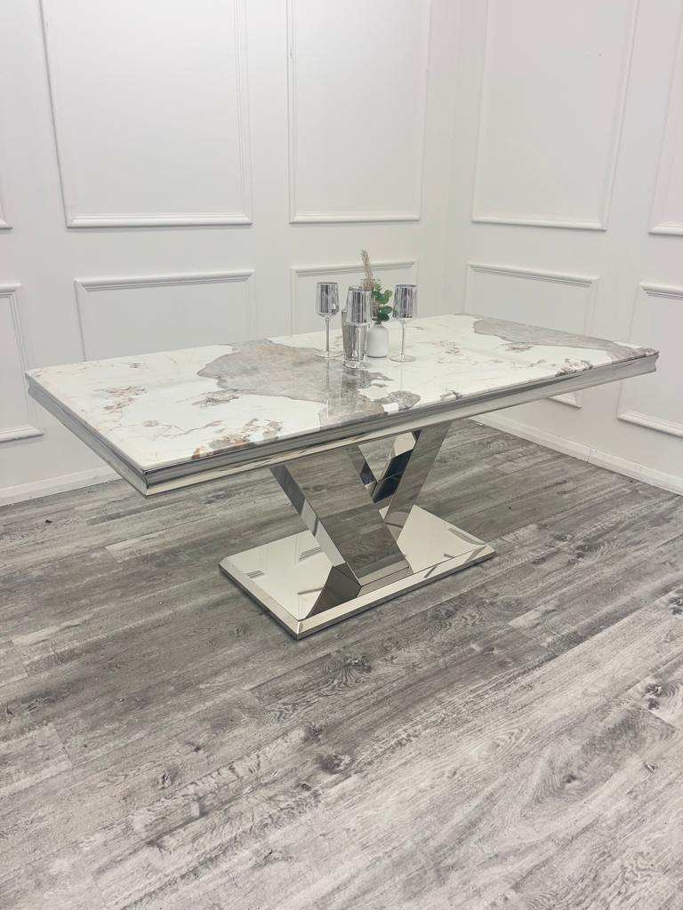 Venice Dining Table 1.8m Marble Top - White | Black | Light Grey | Cream | Black & Gold