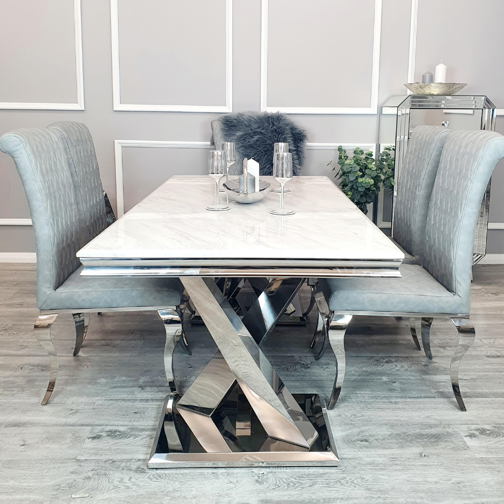 Xavia Dining Table with Ivory smoke Marble Top