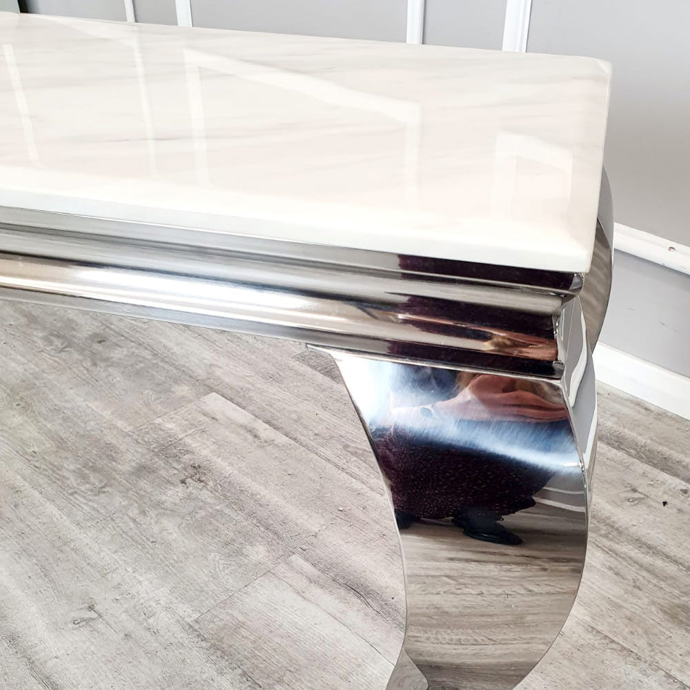 Louis Chrome Console Table 1.2m / 1.4m - Marble | Sintered Stone | Tempered Glass Top