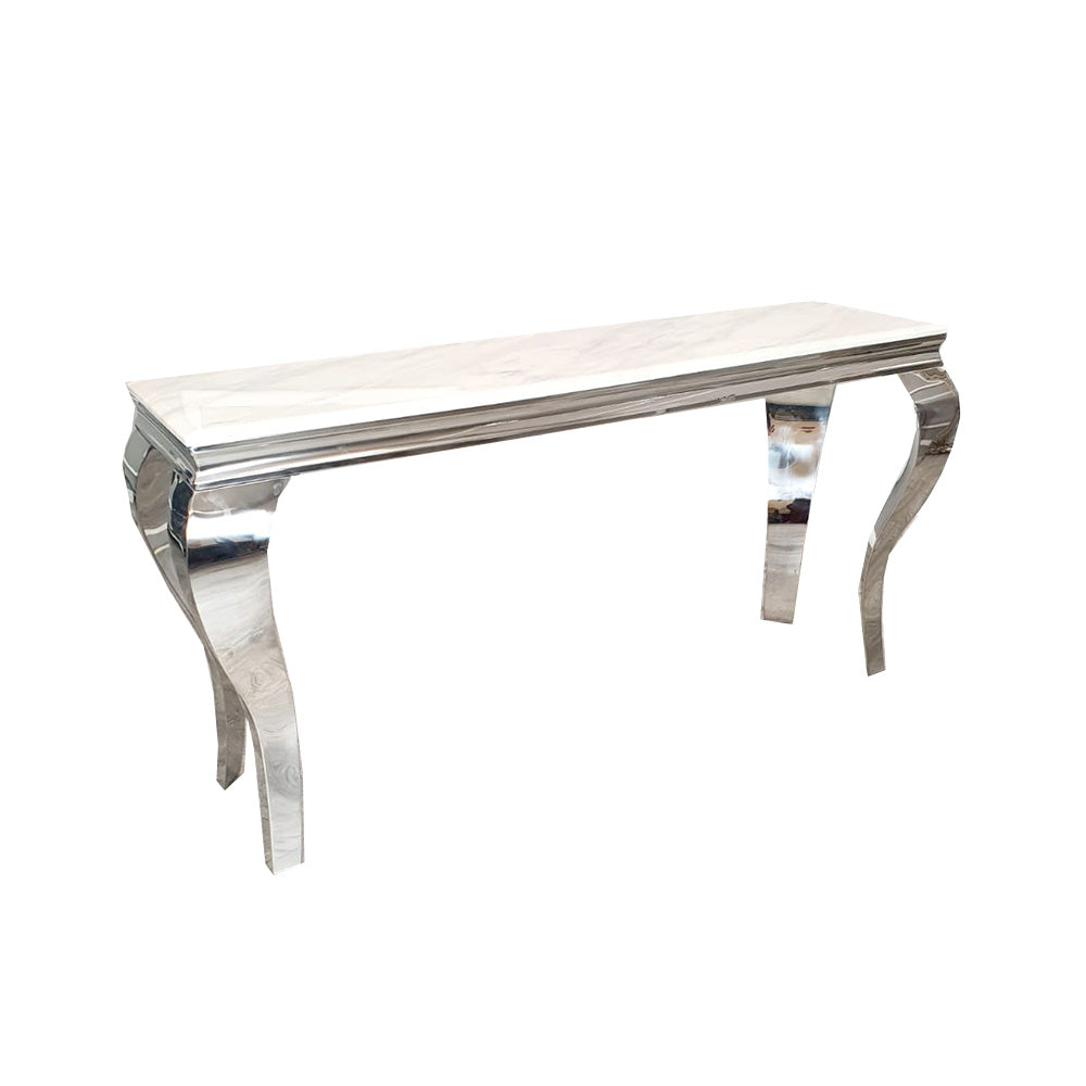 Louis Chrome Console Table 1.2m / 1.4m - Marble | Sintered Stone | Tempered Glass Top