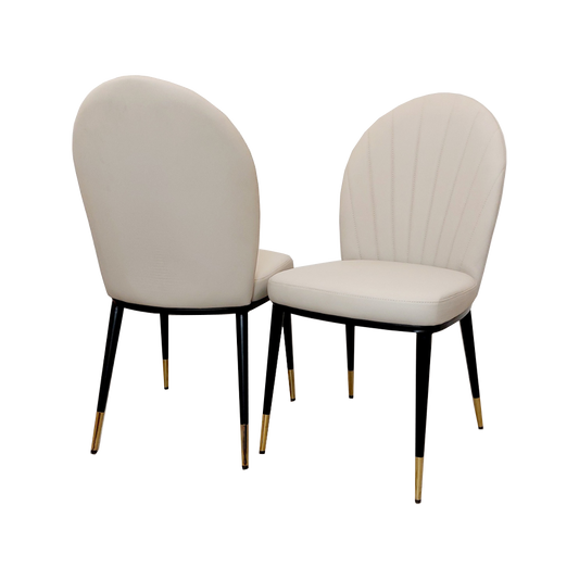 Etta Leather Dining Chair | Gold Tipped Black Legs - Beige