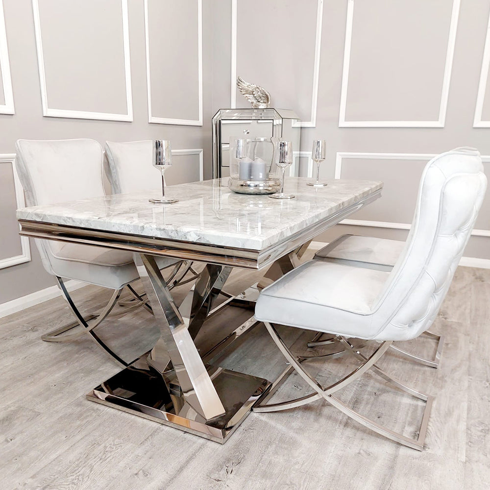 Xavia Dining Table 1.8m Marble - White | Black | Light Grey | Cream | Black & Gold